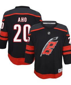Alternative view of Sebastian Aho Carolina Hurricanes Youth Home Replica Player Jersey - Black/White