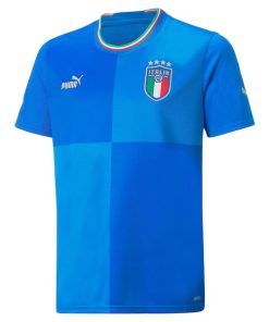 Alternative view of Italy National Team Puma Youth 2022/23 Home Replica Blank Jersey - Blue