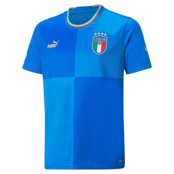 Italy National Team Puma Youth 2022/23 Home Replica Blank Jersey - Blue - Image 2