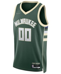 Alternative view of Milwaukee Bucks Nike 2021/22 Diamond Swingman Custom Jersey - Icon Edition - Hunter Green