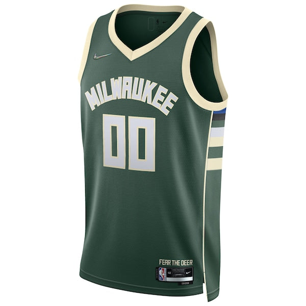 Milwaukee Bucks Nike 2021/22 Diamond Swingman Custom Jersey - Icon Edition - Hunter Green - Image 2
