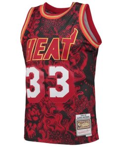 Alternative view of Alonzo Mourning Miami Heat Hardwood Classics 1996/97 Lunar New Year Swingman Jersey - Red
