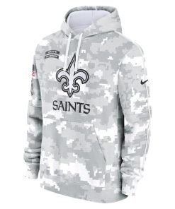 Alternative view of New Orleans Saints Nike 2024 Salute to Service Club Fleece Pullover Hoodie - Arctic Camo