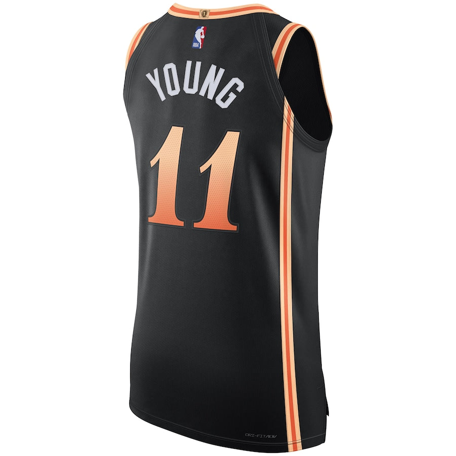 Trae Young Atlanta Hawks Nike 2022/23 Authentic Jersey - City Edition - Black - Image 3