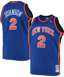 Larry Johnson New York Knicks 1998/99 Big & Tall Hardwood Classics Swingman Jersey - Blue