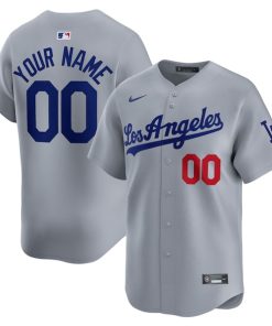 Los Angeles Dodgers Nike Away Limited Custom Jersey - Gray