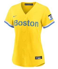 Alternative view of Boston Red Sox Nike Women's City Connect Replica Jersey - Gold/Light Blue