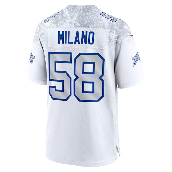 Matt Milano Buffalo Bills Nike 2025 Rivalries Collection Game Jersey - White - Image 3