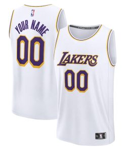 Alternative view of Los Angeles Lakers  Fast Break Custom Replica Jersey - Association Edition  - White/Gold/Purple