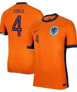 Virgil van Dijk Netherlands National Team Nike 2024 Home Authentic Jersey - Orange