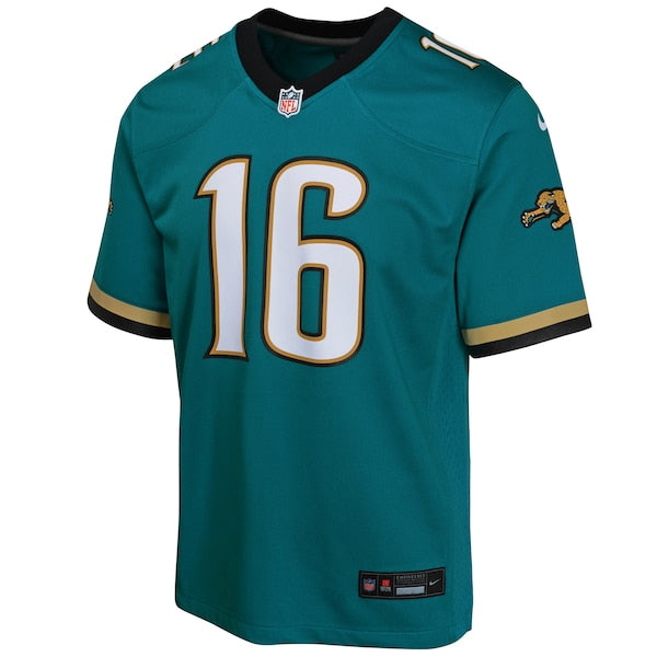Trevor Lawrence Jacksonville Jaguars Nike Youth Prowler Throwback Player Game Jersey - Teal - Image 2