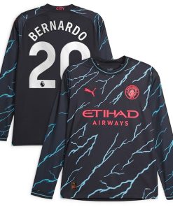 Bernardo Silva Manchester City Puma 2023/24 Third Long Sleeve Replica Player Jersey - Navy