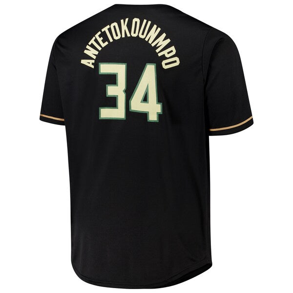 Giannis Antetokounmpo Milwaukee Bucks Profile Big & Tall Name & Number Button-Up Jersey - Black - Image 3