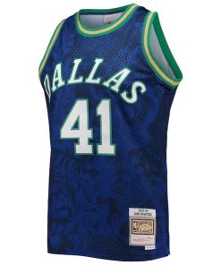 Alternative view of Dirk Nowitzki Dallas Mavericks Hardwood Classics 1998/99 Lunar New Year Swingman Jersey - Blue