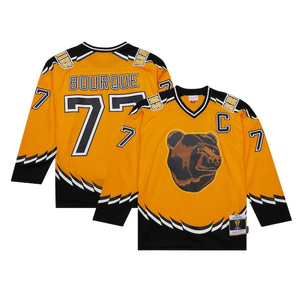 Ray Bourque Boston Bruins 1996/97 Captain Patch Blue Line Player Jersey - Gold