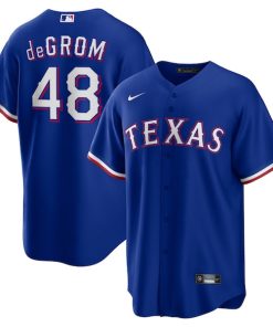 Alternative view of Jacob deGrom Texas Rangers Nike Away Replica Player Jersey - Royal/White