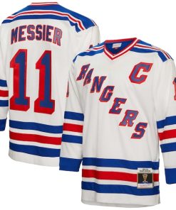 Mark Messier New York Rangers Captain Patch 1993/94 Blue Line Player Jersey - White/Blue