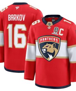 Aleksander Barkov Florida Panthers  Home 2025 Stanley Cup Champions Premium Patched Jersey - Red
