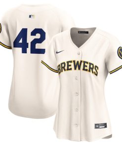 Milwaukee Brewers Nike Women's 2024 Jackie Robinson Day Home Limited Jersey?¨C Cream