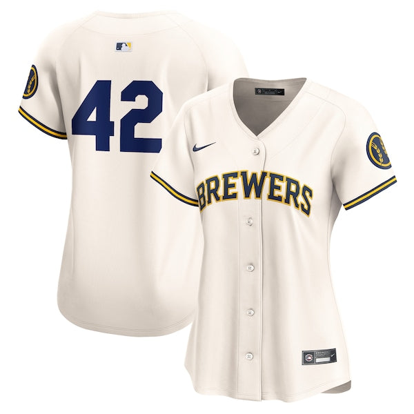 Milwaukee Brewers Nike Women's 2024 Jackie Robinson Day Home Limited Jersey?ยจC Cream