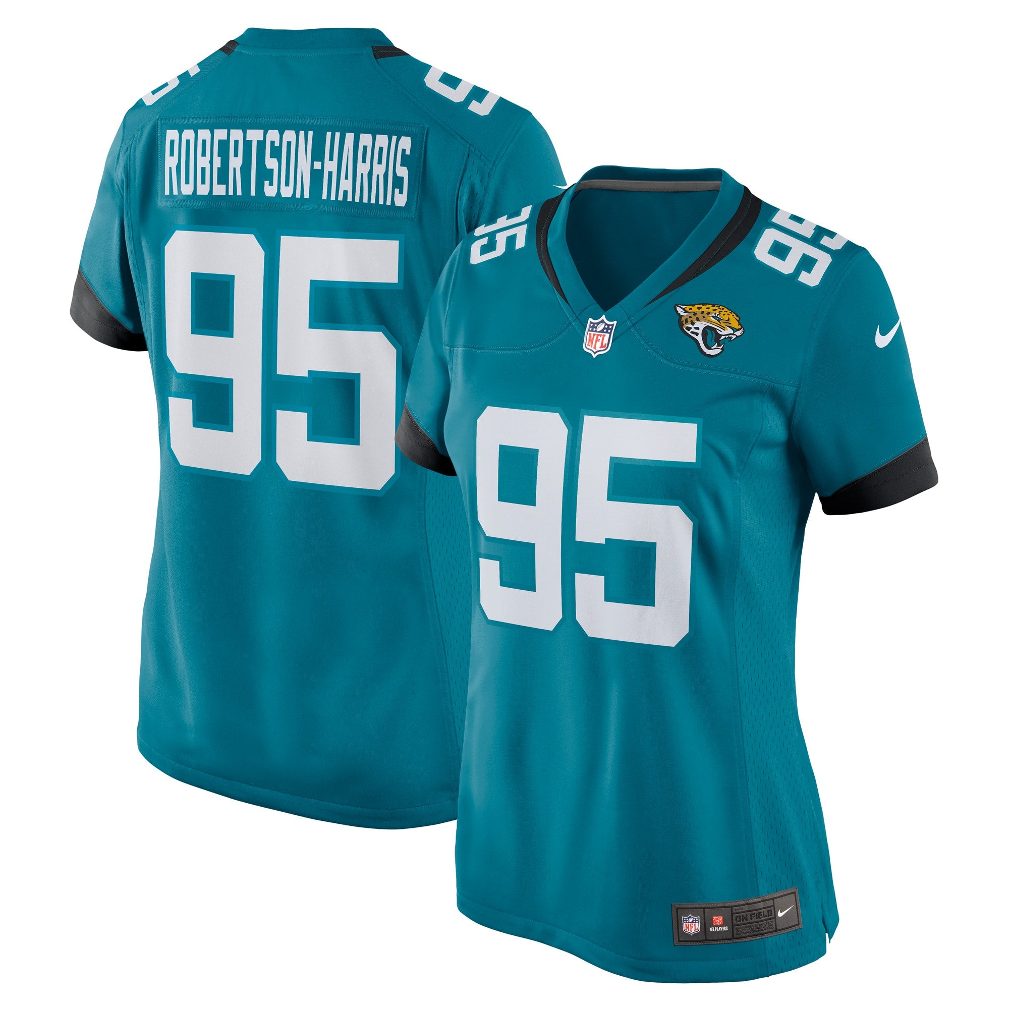 Roy Robertson-Harris Jacksonville Jaguars Nike Women's Game Jersey - Black/Teal - Image 6