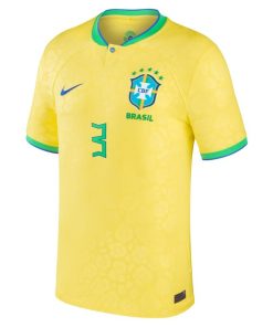 Alternative view of Thiago Silva Brazil National Team Nike 2022/23 Replica Home Jersey - Yellow