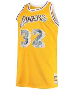 Alternative view of Magic Johnson Los Angeles Lakers Big & Tall 1984/85 NBA 75th Anniversary Diamond Swingman Jersey - Gold