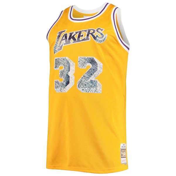 Magic Johnson Los Angeles Lakers Big & Tall 1984/85 NBA 75th Anniversary Diamond Swingman Jersey - Gold - Image 2