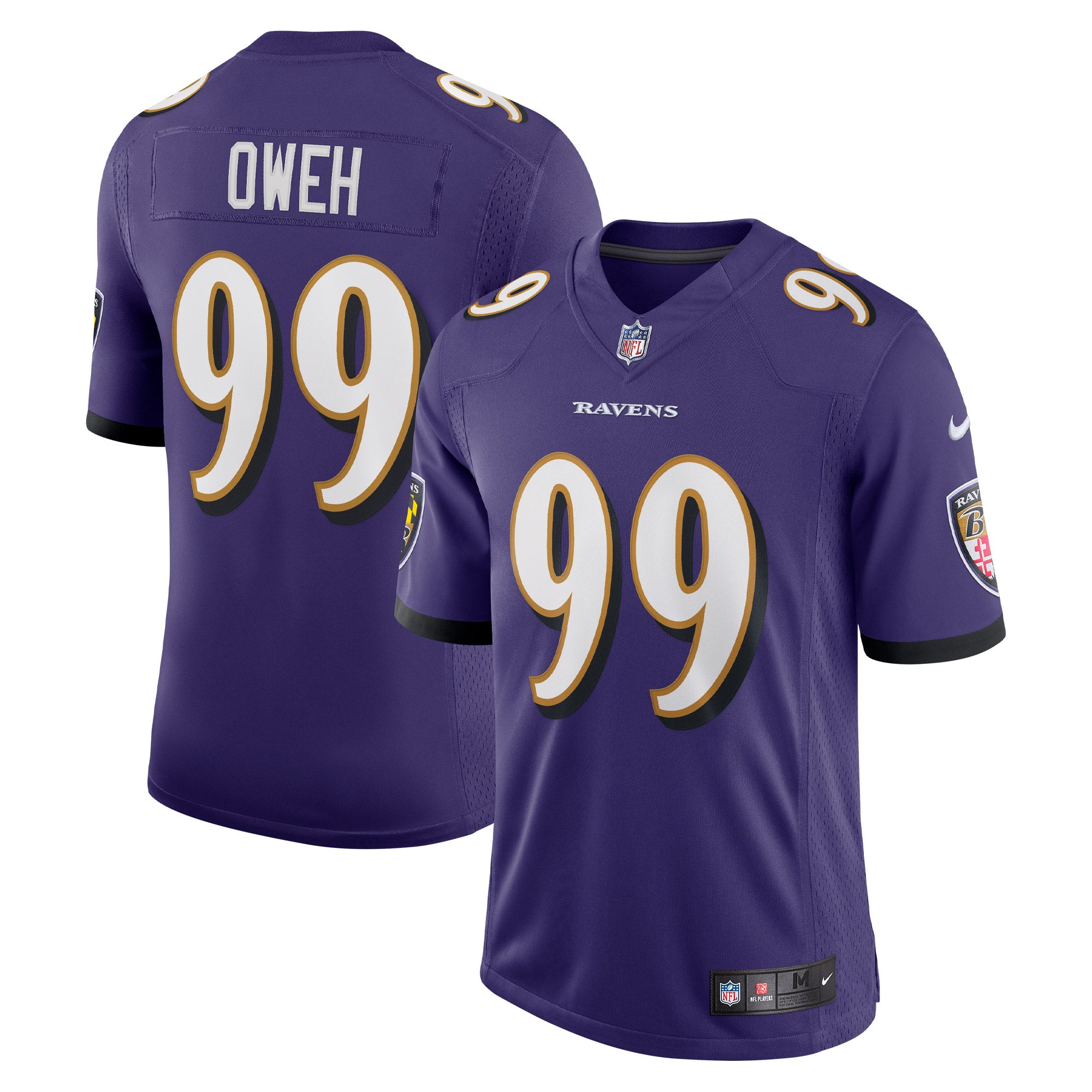 Odafe Oweh Baltimore Ravens Nike Vapor Limited Jersey - Black/Purple - Image 5