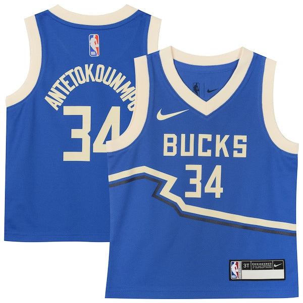 Giannis Antetokounmpo Milwaukee Bucks Nike Preschool 2024/25 Swingman Player Jersey - City Edition - Royal