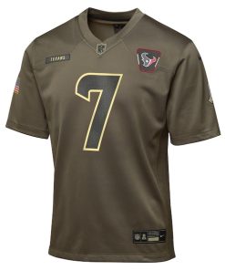 Alternative view of C.J. Stroud Houston Texans Nike Youth 2025 Salute to Service Game Jersey - Olive