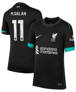 Alternative view of Mohamed Salah Liverpool Nike Youth 2024/25 Away Replica Jersey - Forest Green