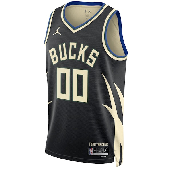 Milwaukee Bucks Jordan Brand Unisex 2022/23 Swingman Custom Jersey - Statement Edition - Black - Image 2