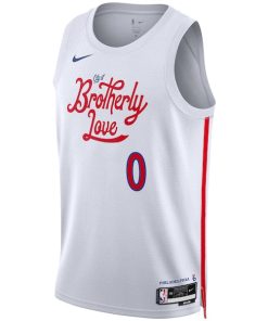 Alternative view of Tyrese Maxey Philadelphia 76ers Nike Unisex 2022/23 Swingman Jersey - City Edition - White