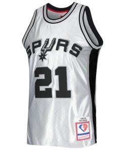 Alternative view of Tim Duncan San Antonio Spurs 1998/99 Hardwood Classics 75th Anniversary Swingman Jersey - Platinum
