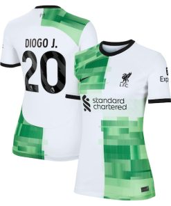 Alternative view of Diogo Jota Liverpool Nike Women's 2023/24 Away Replica Player Jersey - White/Red