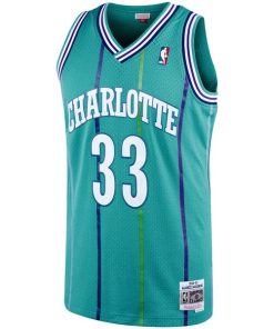 Alternative view of Alonzo Mourning Charlotte Hornets 1992/93 Hardwood Classics Swingman Jersey - Teal