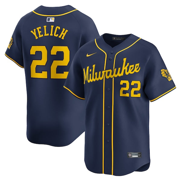 Christian Yelich Milwaukee Brewers Nike Alternate Limited Player Jersey?ยจC Navy