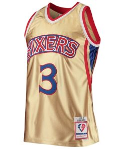 Alternative view of Allen Iverson Philadelphia 76ers 75th Anniversary 1996/97 Hardwood Classics Swingman Jersey - Gold