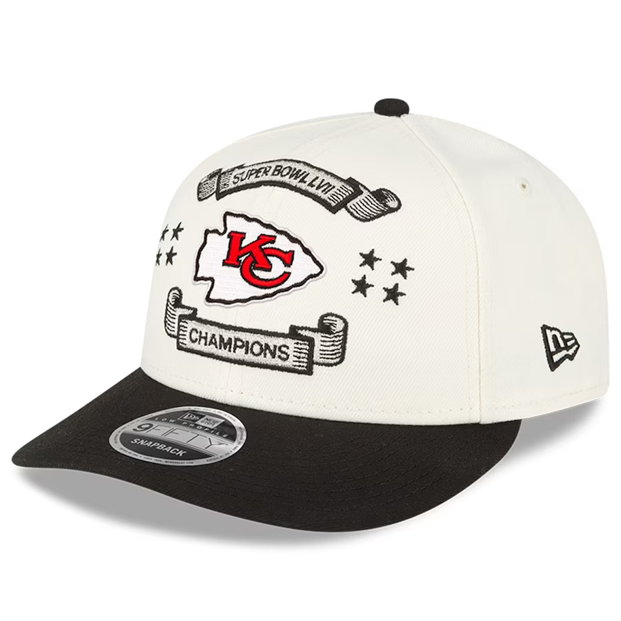 Kansas City Chiefs New Era Super Bowl LVII Champions Locker Room 9FIFTY Low Profile Snapback Hat - Cream - Image 3