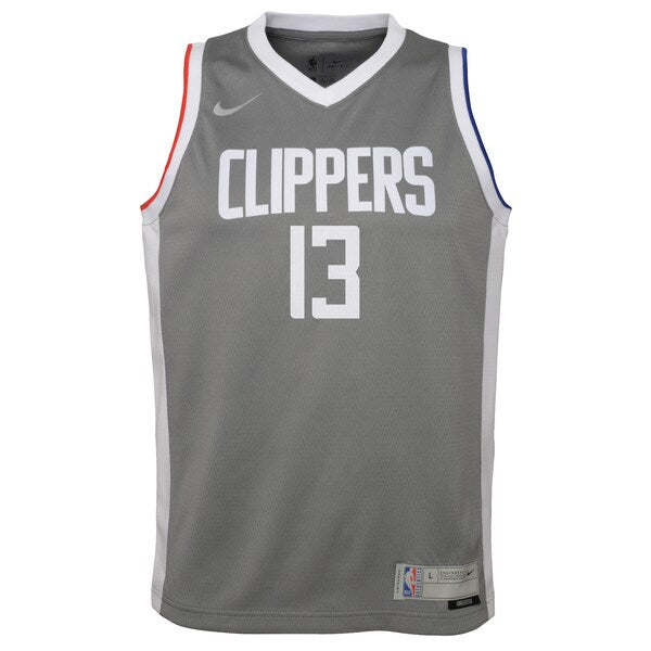 Paul George LA Clippers Nike Youth 2020/21 Swingman Player Jersey Gray - Earned Edition - Image 2