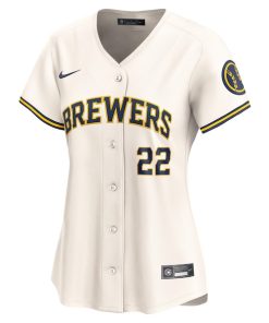 Alternative view of Christian Yelich Milwaukee Brewers Nike Women's Home Limited Player Jersey - Cream