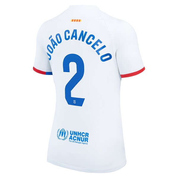 Joao Cancelo Barcelona Nike Women's 2023/24 Away Stadium Replica Player Jersey - White - Image 3