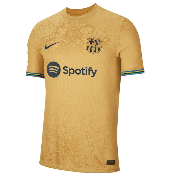 Gerard Pique Barcelona Nike 2022/23 Away Authentic Player Jersey - Gold - Image 3