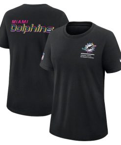 Miami Dolphins Nike Women's 2025 NFL Crucial Catch Tri-Blend Dri-FIT T-Shirt - Black