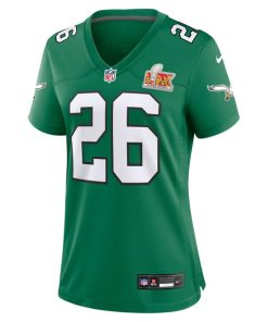 Alternative view of Saquon Barkley Philadelphia Eagles Nike Women's Super Bowl LIX 2nd Alternate Game Jersey - Kelly Green