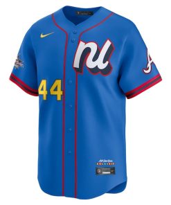 Alternative view of Hank Aaron National League Nike 2025 All-Star Game Home Run Derby Jersey - Blue
