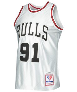 Alternative view of Dennis Rodman Chicago Bulls 1997/98 Hardwood Classics 75th Anniversary Swingman Jersey - Platinum
