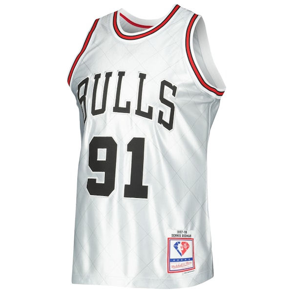 Dennis Rodman Chicago Bulls 1997/98 Hardwood Classics 75th Anniversary Swingman Jersey - Platinum - Image 2