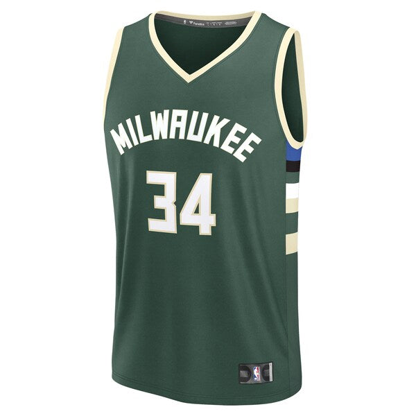 Giannis Antetokounmpo Milwaukee Bucks Fast Break Replica Player Jersey - Icon Edition - Hunter Green - Image 2